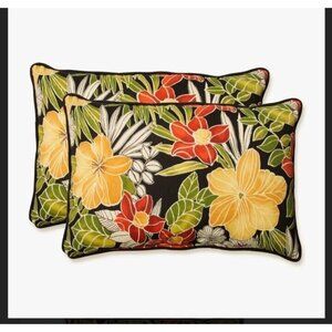 Outdoor/indoor Clemens Noir Lumbar Pillows 24.5" X 16.5" Black 2 C
